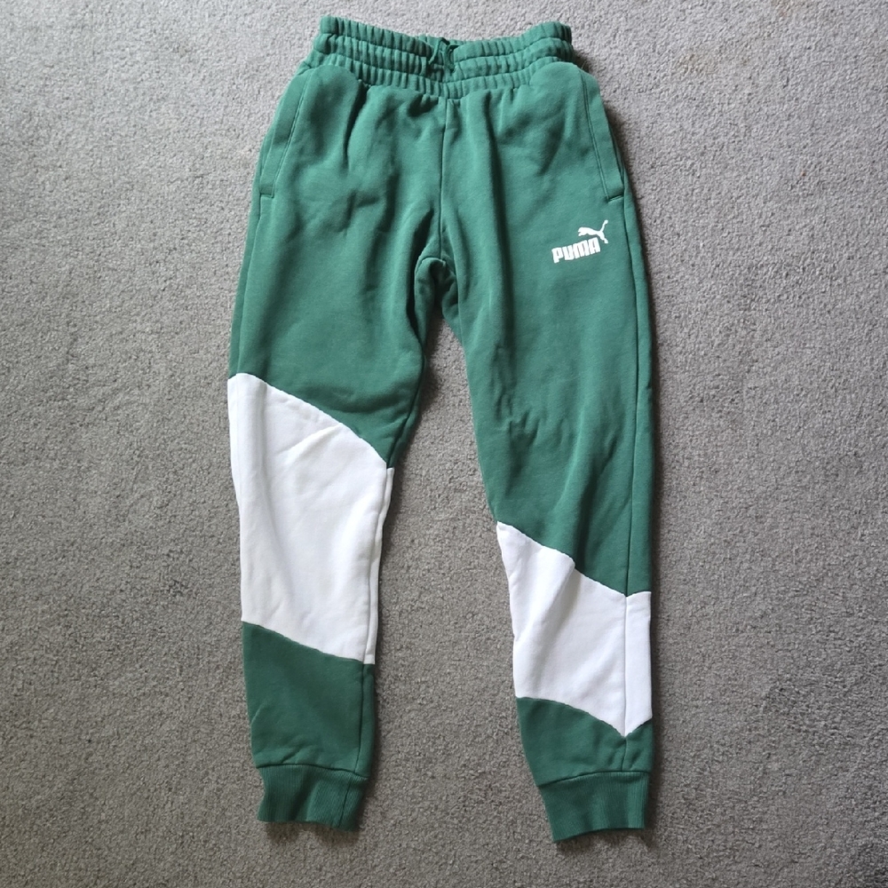Puma Green and White Track Pants